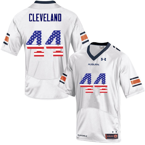 Auburn Tigers Men's Rawlins Cleveland #44 White Under Armour Stitched College USA Flag Fashion NCAA Authentic Football Jersey PNU0174TJ